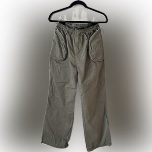 AKIRA Olive Green Cargo Pants with Bungee Fasteners at Hip & Ankles